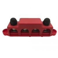 Verdeelstrip 4 voudig M10 met kap, rood
