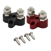 Dual Terminal Stud M8-linked set (1 red/1 black)